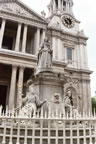 A Statue of Queen Anne at the entrance to St. Paul's Cathedral.